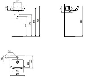 Раковина подвесная Ideal Standard Tempo-IS T056701 купить в интернет-магазине Sanbest