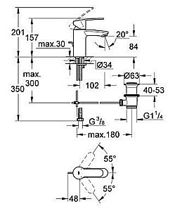 Смеситель для раковины Grohe Eurostyle Cosmopolitan 33552 20E купить в интернет-магазине сантехники Sanbest
