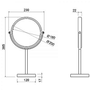 Зеркало косметическое Timo Saona 13274/17 золото матовое купить в интернет-магазине сантехники Sanbest