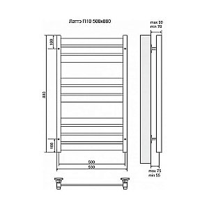 Полотенцесушитель электрический Terminus Латте П10 500x880 левый/правый купить в интернет-магазине сантехники Sanbest