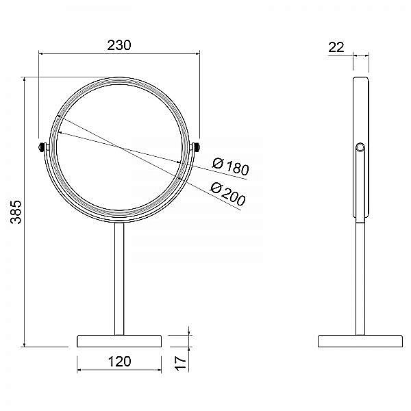 Зеркало косметическое Timo Saona 13274/17 золото матовое купить в интернет-магазине сантехники Sanbest