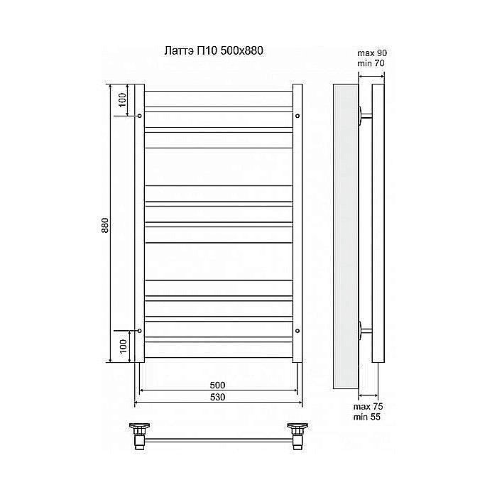 Полотенцесушитель электрический Terminus Латте П10 500x880 левый/правый купить в интернет-магазине сантехники Sanbest