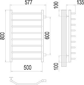 Полотенцесушитель водяной Terminus Виктория П8 500х800 с боковым подключением 600 купить в интернет-магазине сантехники Sanbest