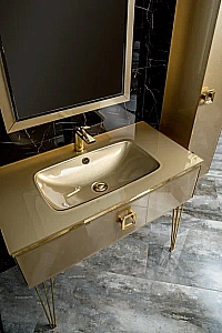 Консоль с раковиной Armadi Art LUCIDO 100 светлое золото для ванной в интернет-магазине сантехники Sanbest