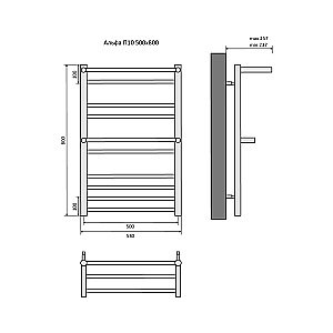 Полотенцесушитель водяной Aquatek Альфа AQ RRP1080BL П10 50х80 черный муар купить в интернет-магазине сантехники Sanbest