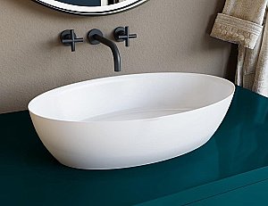 Раковина накладная Salini ALDA 01 110621M 58 из искусственного камня S-Stone, белая матовая купить в интернет-магазине Sanbest