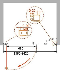 Душевая дверь Cezares ELENA-W-B-11-60+80-P-Cr купить в интернет-магазине Sanbest