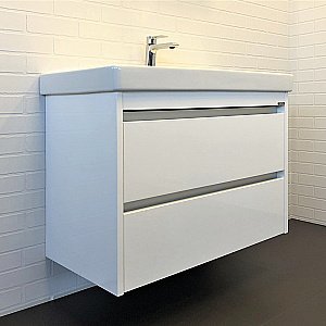 Тумба с раковиной Comforty Дублин 00-00005213 89 белый глянец для ванной в интернет-магазине Sanbest