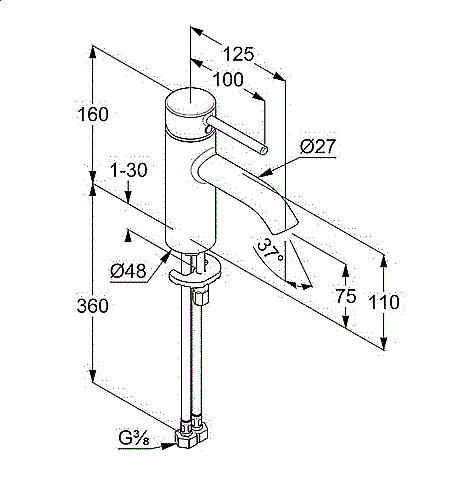 Смеситель для раковины Kludi Bozz 382723976 черный купить в интернет-магазине сантехники Sanbest