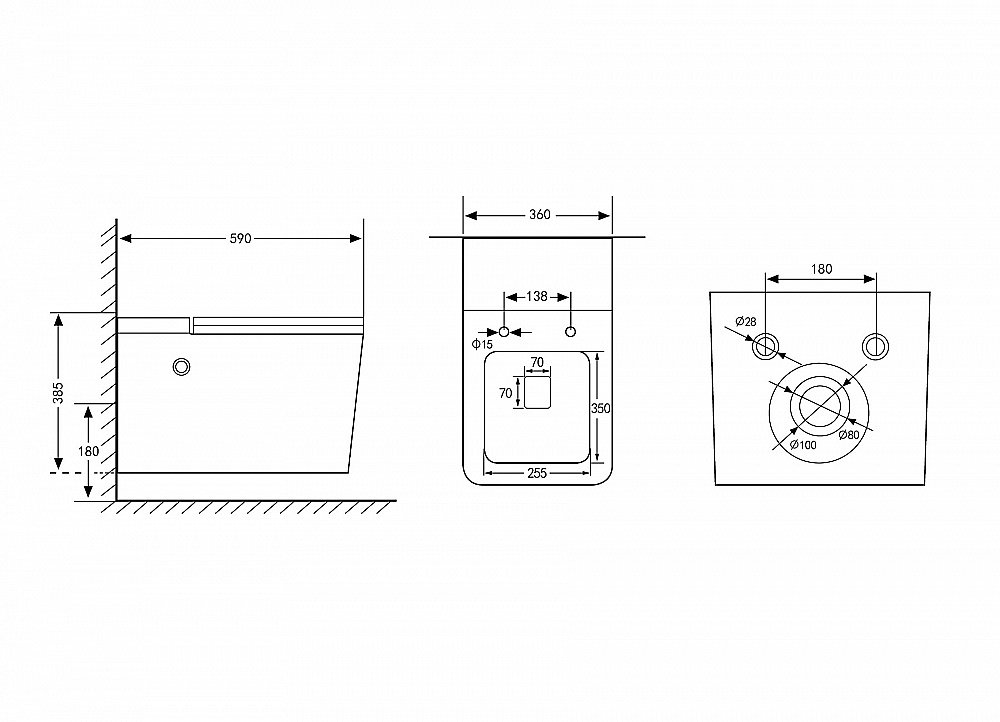 Унитаз подвесной ABBER Rechteck AC1202P импульсный смыв, с крышкой микролифт купить в интернет-магазине Sanbest