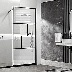 Душевое ограждение Vincea Walk-In 80 VSW-1HC800CFB стекло прозрачное-рифленое/профиль черный матовый купить в интернет-магазине Sanbest