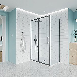 Душевой уголок Veconi Evo 100SP GR 140x70 стекло прозрачное/профиль брашированный графит купить в интернет-магазине Sanbest