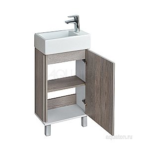 Тумба с раковиной Акватон Эмма 45 белый/дуб наварра для ванной в интернет-магазине Sanbest