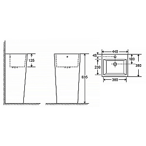 Раковина Azario FRETTA SQUARE 44 AZ-303 белая купить в интернет-магазине Sanbest
