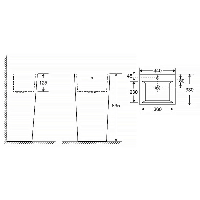 Раковина Azario FRETTA SQUARE 44 AZ-303 белая купить в интернет-магазине Sanbest