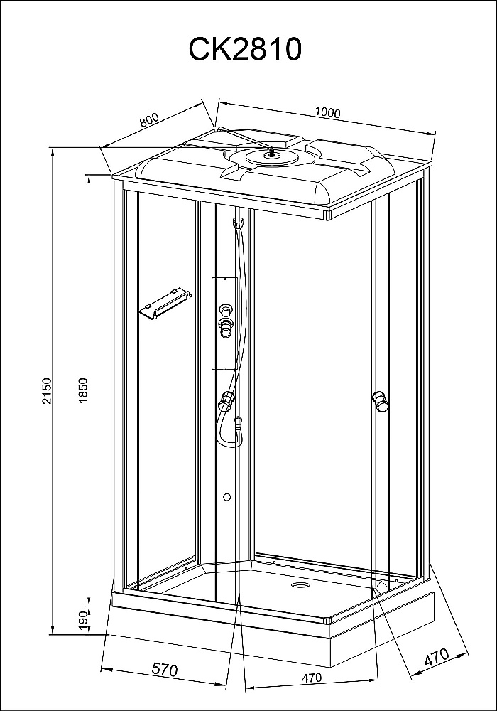 Душевая кабина AvaCan CK Серия CK2810 100х80 стандартная купить в интернет-магазине Sanbest