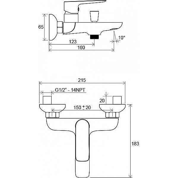 Смеситель для ванны Ravak Classic CL 022.00 купить в интернет-магазине сантехники Sanbest