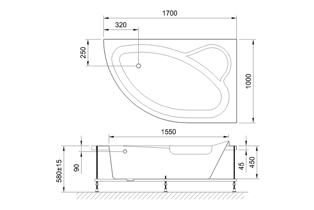 Акриловая ванна Royalbath ALPINE 170х100 купить в интернет-магазине Sanbest