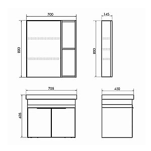 Тумба с раковиной Comforty Соло 00-00010978 70 дуб тёмно-коричнвый для ванной в интернет-магазине Sanbest