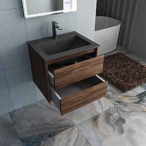 Тумба с раковиной Vincea Gio 60 VMC-2G600CO/VBS-13960MA тёмный дуб/раковина антрацит матовый для ванной в интернет-магазине Sanbest