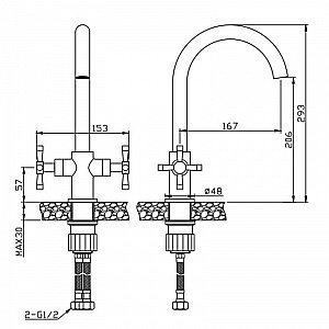 Смеситель для кухни Orange Mia M34-821gr графит купить в интернет-магазине сантехники Sanbest
