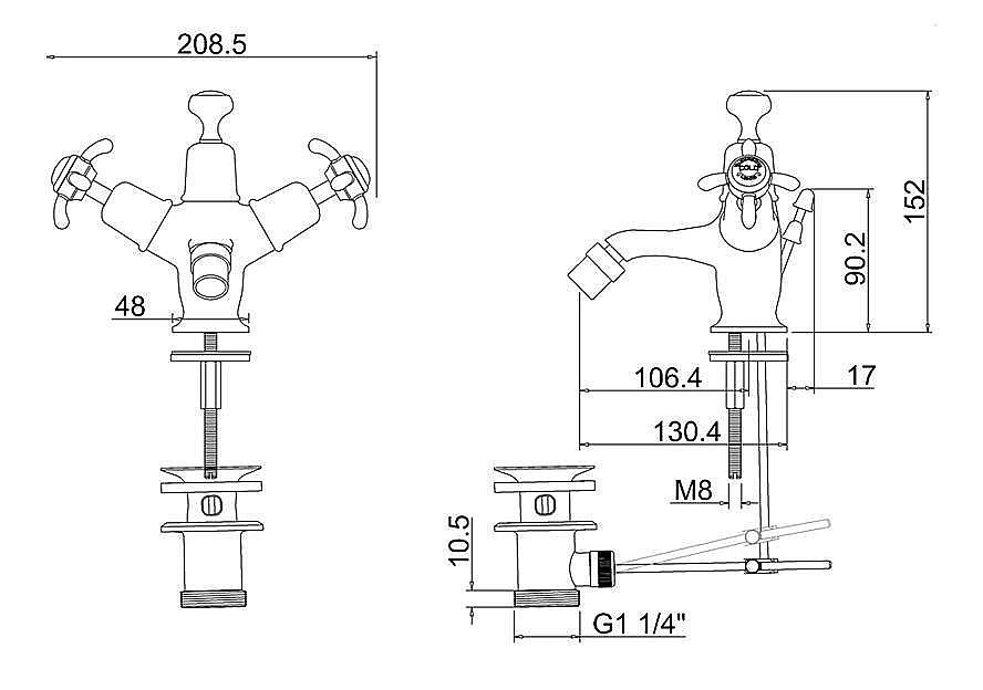 Смеситель для биде Burlington AN13-QT хром/ручки белые купить в интернет-магазине сантехники Sanbest