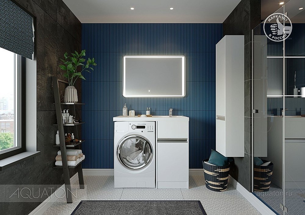 Тумба с раковиной Акватон Лондри 105 белая глянцевая для ванной в интернет-магазине Sanbest