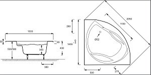 Ванна Jacob Delafon PRESQU`ILE Tonus+ 145х145 купить в интернет-магазине Sanbest