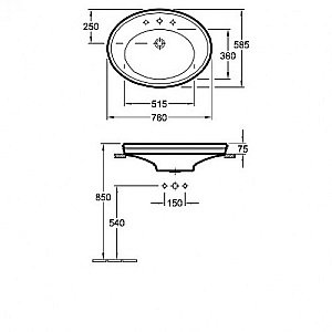 Раковина Villeroy&Boch Amadea 7185LGR1 белый купить в интернет-магазине Sanbest