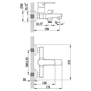 Смеситель для ванны Lemark Plus Grace LM1512C купить в интернет-магазине сантехники Sanbest