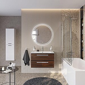 Тумба с раковиной Cezares ECO-CER-N 80 ECO-CER-N-800-2C-SO-NCS-P орех шоколад софт для ванной в интернет-магазине Sanbest