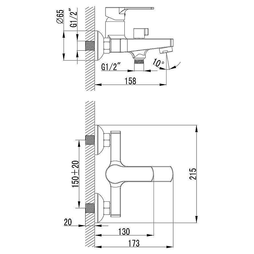 Смеситель для ванны Lemark Plus Grace LM1512C купить в интернет-магазине сантехники Sanbest