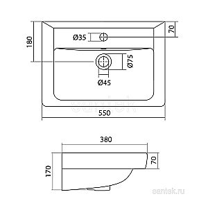 Раковина мебельная Santek Тигода 55 1.WH30.2.127 белая купить в интернет-магазине Sanbest