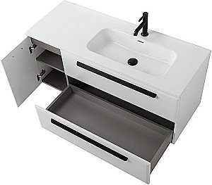 Тумба с раковиной Cezares ECO-CER-N 120 ECO-CER-N-1200-2C-1A-SO-BL белая глянцевая для ванной в интернет-магазине Sanbest