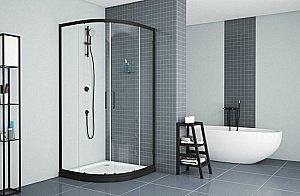 Душевой уголок Bravat BLACKLINE BS090.1201B 90х90 стекло прозрачное/профиль черный купить в интернет-магазине Sanbest