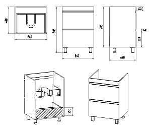 Тумба с раковиной Misty Ингрид - 60 П-Инг-01060-012Я белая для ванной в интернет-магазине Sanbest
