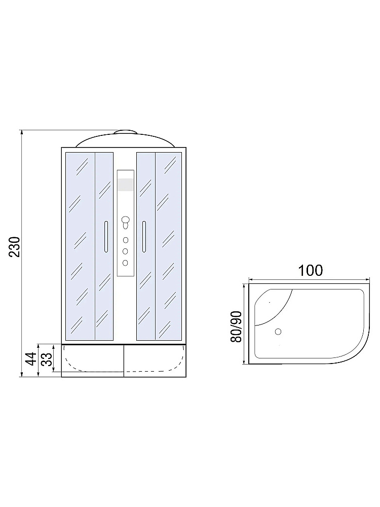 Душевая кабина River DUNAY XL 100/80/44 MT купить в интернет-магазине Sanbest