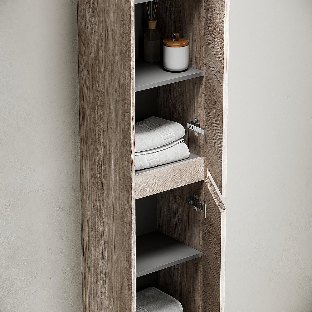 Пенал Sancos Libra Floor PLB35FEG дуб галифакс натуральный для ванной в интернет-магазине сантехники Sanbest