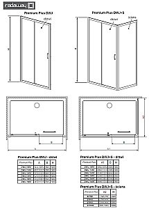 Душевая дверь Radaway Premium Plus DWJ 140 стекло матовое купить в интернет-магазине Sanbest