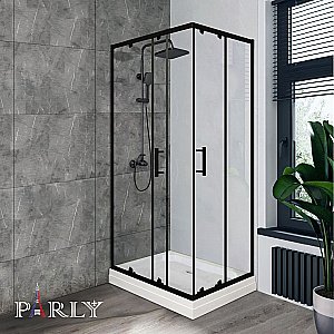 Душевой уголок Parly QZ71B N 100x70 профиль черный/стекло прозрачное купить в интернет-магазине Sanbest