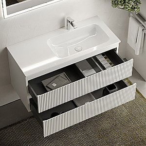 Тумба с раковиной Sancos SNOB R SNR100RW Bianco правая/белая матовая для ванной в интернет-магазине Sanbest