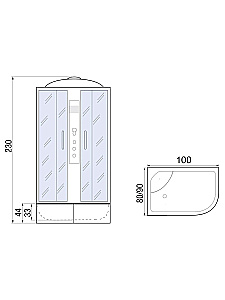 Душевая кабина River DUNAY XL 100/80/44 MT купить в интернет-магазине Sanbest
