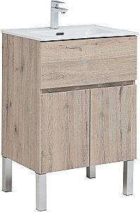 Тумба с раковиной Aquanet Алвита New 277549 60 дуб веллингтон/белый для ванной в интернет-магазине Sanbest