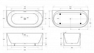 Ванна акриловая BelBagno BB713-1700-800 белая купить в интернет-магазине Sanbest