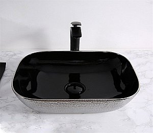 Раковина накладная Ceramalux NC 46 D1333H020 серебро, черная купить в интернет-магазине Sanbest