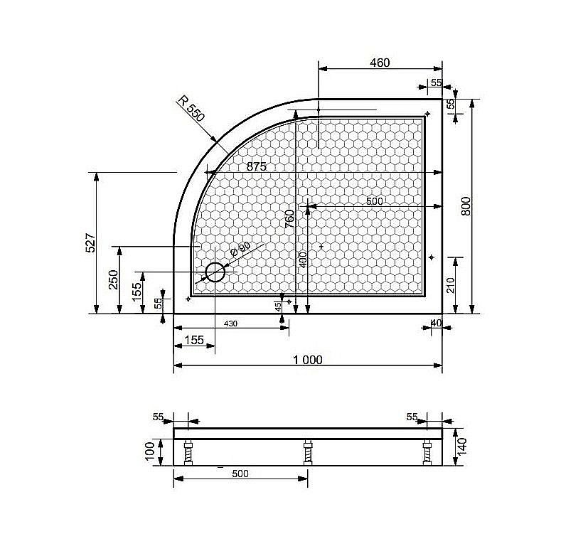 Душевой поддон Эстет Омега 100х80 белый купить в интернет-магазине Sanbest