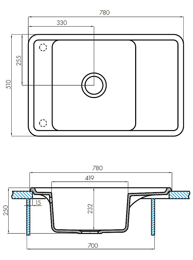 Мойка кухонная Акватон Беллис 78 терракотовый купить в интернет-магазине сантехники Sanbest