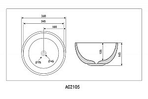 Раковина накладная ABBER Bequem AC2105 белая купить в интернет-магазине Sanbest