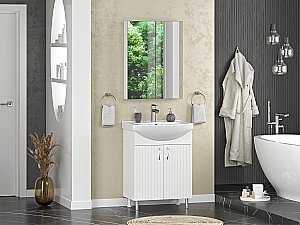 Тумба с раковиной Misty Изео - 65 Э-Изе01065-021Н белая для ванной в интернет-магазине Sanbest