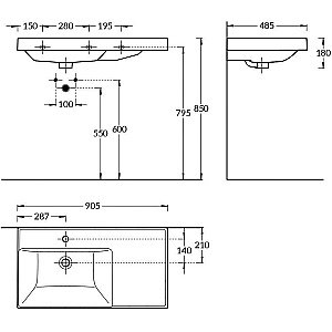 Тумба с раковиной LA FENICE Elba Blu Grigio TWIN 90 синяя для ванной в интернет-магазине Sanbest